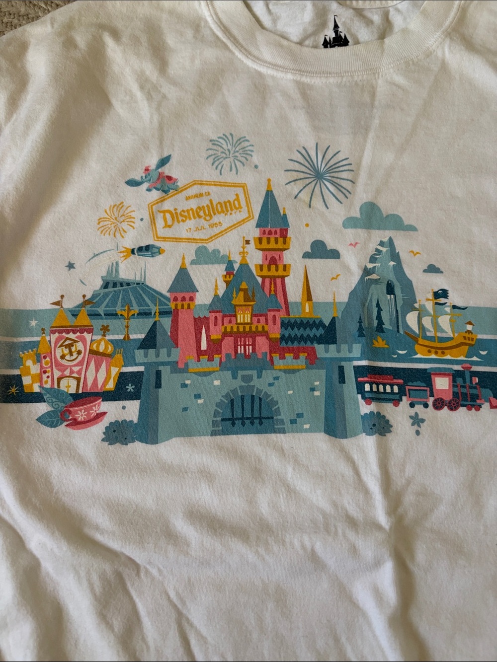 Disney White long sleeve Tee with Colorful Disneyland Castle Graphic